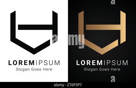 Logo de luxe initial LH ou HL Monogram Text Letter Design Illustration de Vecteur