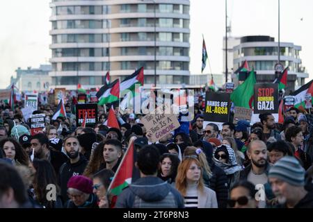 marche de protestation pro-palestinienne à Vauxhall, au centre de Londres, le jour de l'Armistice, le 11 novembre 2023 Banque D'Images