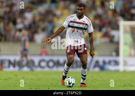 11 novembre 2023, Rio de Janeiro, Brésil : MARLON de Flamengo célèbre lors du match entre Flamengo et Fluminense dans le cadre de Brasileirao Serie A 2023 au Maracana Stadium le 11 novembre 2023 à Rio de Janeiro, Brésil. (Image de crédit : © Ruano Carneiro/ZUMA Press Wire) USAGE ÉDITORIAL SEULEMENT! Non destiné à UN USAGE commercial ! Banque D'Images