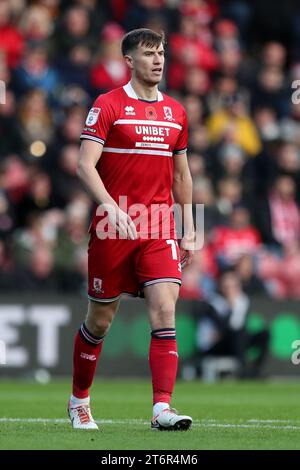 Paddy McNair de Middlesbrough lors du Sky Bet Championship match entre Middlesbrough et Leicester City au Riverside Stadium, Middlesbrough, le samedi 11 novembre 2023. (Photo : Mark Fletcher | MI News) Banque D'Images