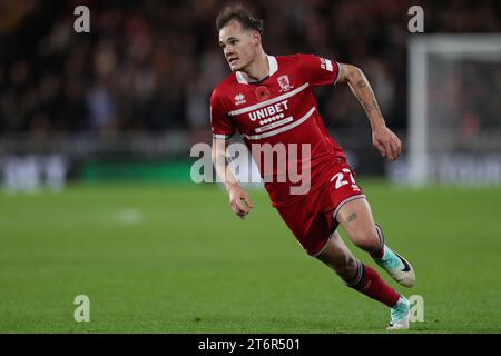 Lukas Engel de Middlesbrough lors du Sky Bet Championship Match entre Middlesbrough et Leicester City au Riverside Stadium, Middlesbrough le samedi 11 novembre 2023. (Photo : Mark Fletcher | MI News) Banque D'Images