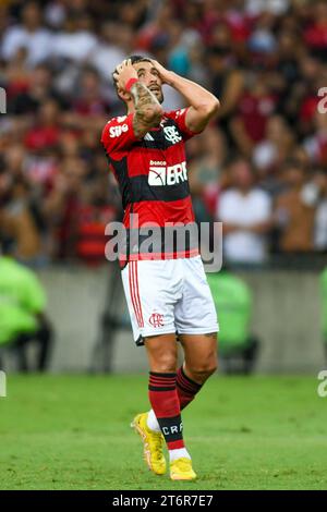 Rio, Brésil - 11 novembre 2023, joueur de Arrascaeta dans le match entre Flamengo vs Fluminense par championnat brésilien de 34e tour, à Maracana St Banque D'Images