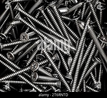 Vis à bois disposées sur fond blanc Banque D'Images