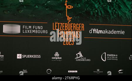 LUXEMBOURG, 11. Octobre 2023 : logo de l'événement - lors de la cérémonie des Prix du film qui s'est tenue au Grand Théâtre de Luxembourg et organisée par le Fonds du film Luxembourg avec l'Académie du film du Luxembourg - la soirée des Prix Letzebuerger Filmprais 2023 a eu lieu le 11 octobre. 2023 dans la ville de Luxembourg, photo et copyright. @ Arthur Thill /ATP images (THILL Arthur / ATP / SPP) Banque D'Images