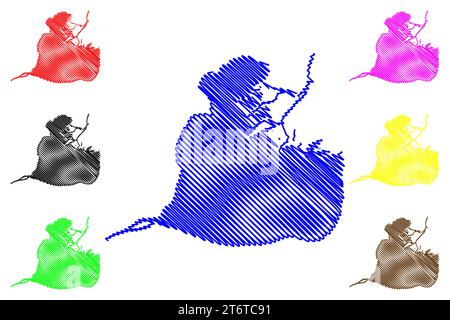 Lake St. Clair(Canada, États-Unis, Amérique du Nord, É.-U.) carte illustration vectorielle, plan de scribble carte du lac Sainte-Claire ou de Saint clair Illustration de Vecteur