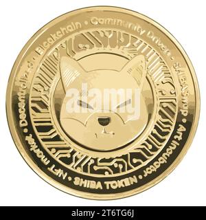 Shiba Inu Cryptocurrency Vector Illustration Résumé image modifiable Illustration de Vecteur