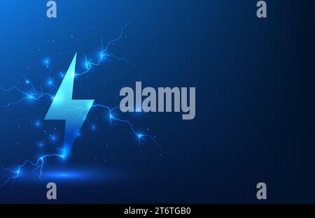 Technologie d'énergie renouvelable icône de foudre avec le courant électrique qui l'entoure cela signifie que l'énergie électrique produite à partir d'énergie propre aide à réduire p Illustration de Vecteur