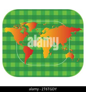 Cricket Green Field Top View et Orange World Map fond coloré, Illustration vectorielle Abstract image modifiable Illustration de Vecteur