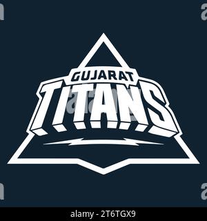 Gujarat Titans logo couleur blanc style Indien club de cricket professionnel, Illustration vectorielle Abstract image modifiable Illustration de Vecteur