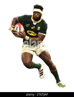 Siya Kolisi joueur professionnel sud-africain de rugby à XV, Vector Illustration image abstraite Illustration de Vecteur