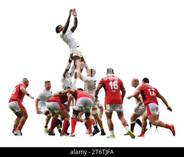 Joueurs de rugby, illustration vectorielle image modifiable abstraite Illustration de Vecteur