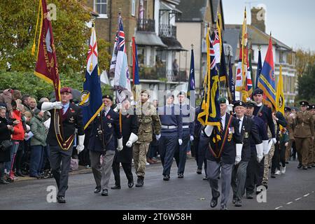 Southend-on-Sea Essex, Royaume-Uni. 12 novembre 2023. Le service du souvenir au Mémorial de guerre de la ville de Southend-on-Sea dans l'Essex crédit : MARTIN DALTON/Alamy Live News Banque D'Images