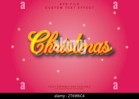 Effet de texte premium modifiable Noël 3D. Illustration de Vecteur
