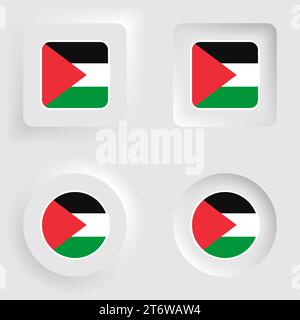 Bouton patriotique aux couleurs du drapeau palestinien. Elément parfait pour chaque utilisation. Illustration de Vecteur