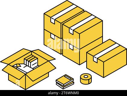 Trouver une chambre à louer : préparation à emménager, simple isométrique, Illustration vectorielle Illustration de Vecteur