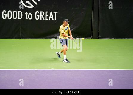 Stockholm, bon pour la Grande académie de tennis, Suède, 11 12 2023, entraînement Leo Borg. Banque D'Images