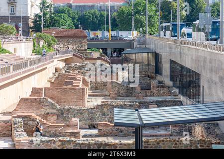 Ancien complexe de ruines de Serdica et station de métro Serdica ,.Knyagina Maria Luisa Boulevard, Centre-ville, Sofia, République de Bulgarie Banque D'Images