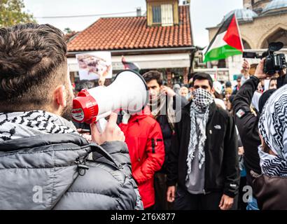 Des milliers de personnes se rassemblent à Sarajevo pour soutenir la Palestine Banque D'Images