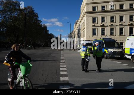 Une sélection de photos prises le 11 novembre 2023 de la marche pro-palestinienne et du week-end de l'armistice. Banque D'Images