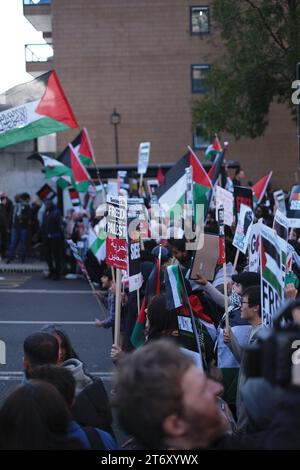 Une sélection de photos prises le 11 novembre 2023 de la marche pro-palestinienne et du week-end de l'armistice. Banque D'Images
