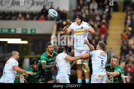 Northampton ANGLETERRE - 12 2023 novembre : Dafydd Jenkins (c) des Exeter Chiefs lors du match entre Northampton Saints et Exeter Chiefs Rugby au Cinch Stadium Franklinn’s Gardens. Northampton Royaume-Uni. Banque D'Images