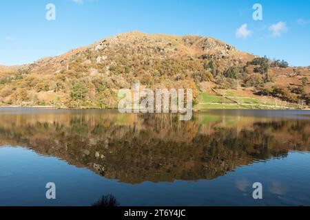 Vue d'automne de NAB SCAR reflétée dans Rydal Water, Lake district, Angleterre, Royaume-Uni Banque D'Images