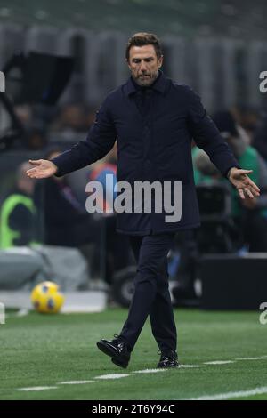 Milan, Italie, 12 novembre 2023. Eusebio Di Francesco l'entraîneur-chef de Frosinone Calcio réagit lors du match de Serie A à Giuseppe Meazza, Milan. Le crédit photo devrait se lire : Jonathan Moscrop / Sportimage Banque D'Images