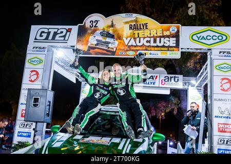 VIGION Jean-Sébastien, BORDERIE Amandine, Renault Clio RS Line Rally5, portrait lors du Rallye Terre de Vaucluse 2023, 7e tour du Championnat de France des rallyes Terre 2023, du 11 au 12 novembre 2023 à Courthézon, France - photo Bastien Roux / DPPI Banque D'Images