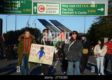 La manifestation pro-palestinienne le jour de l'Armistice 11 novembre 2023 dans le centre de Londres. Banque D'Images