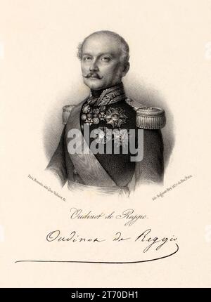 1861 ca , Paris , FRANCE : le général français NICOLAS CHARLES VICTOR OUDINOT ( 1791 - 1863 ) Duc de REGGIO , soldat, homme d'État et diplomate . Envoyé par Napoléon III BONAPARTE , pas encore empereur , pour réprimer la République romaine en 1849 , dirigé par Giuseppe Mazzini . Gravure d'Auguste Bry , imprimée par Rosselin Editeur , Paris . - PORTRAIT - RITRATTO - GENERALE di FRANCIA - Duca - nobili - nobiltà francese - noblesse française - SECONDO IMPERO - Repubblica Romana - BUONAPARTE - BONAPART - Prima guerra d'indipendenza italiana - ASSEDIO DI ROMA - RISORGIMENTO - HISTOIRE - FOTO STORICHE - médailles - medag Banque D'Images