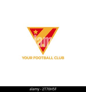 Logo emblème du club de football de forme triangulaire avec étoiles et soleil. Illustration de Vecteur