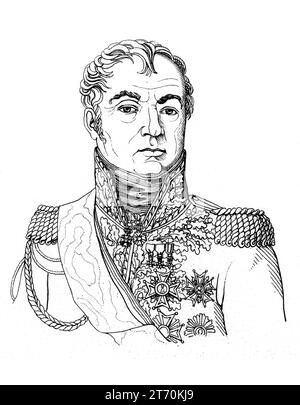 1823 ca , Paris , FRANCE : le général français NICOLAS CHARLES VICTOR OUDINOT ( 1791 - 1863 ) Duc de REGGIO , soldat, homme d'État et diplomate . Envoyé par Napoléon III BONAPARTE , pas encore empereur , pour réprimer la République romaine en 1849 , dirigé par Giuseppe Mazzini . Gravure de Boilly , Paris . - PORTRAIT - RITRATTO - GENERALE di FRANCIA - Duca - nobili - nobiltà francese - noblesse française - SECONDO IMPERO - Repubblica Romana - BUONAPARTE - BONAPART - Prima guerra d'indipendenza italiana - ASSEDIO DI ROMA - RISORGIMENTO - HISTOIRE - FOTO STORICHE - médailles - medaglie - ILLUSTRAZIONE - ILLUSTRATION Banque D'Images