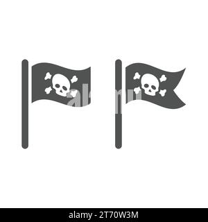 Icône vectorielle de drapeau pirate agitant. Pirates symbole simple. Illustration de Vecteur
