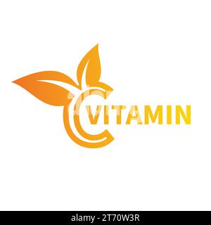 Texte vitamine C et logo de lettrage. Icône vectorielle colorée. Illustration de Vecteur