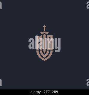 Monogramme de logo MB avec vecteur de modèle de conception de style épée et bouclier Illustration de Vecteur