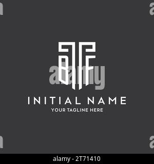 Nom initial du monogramme BF avec graphique vectoriel de conception d'icône de forme de bouclier Illustration de Vecteur