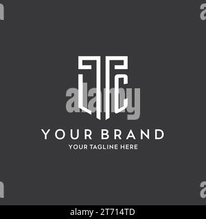 Nom initial du monogramme LC avec graphique vectoriel de conception d'icône de forme de bouclier Illustration de Vecteur