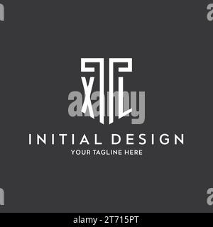 Nom initial du monogramme XL avec graphique vectoriel de conception d'icône de forme de bouclier Illustration de Vecteur