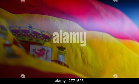 Espagne agitant drapeau national, rendu 3D. Banque D'Images