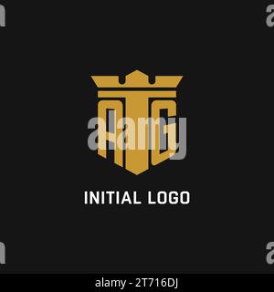 Logo initial AG avec des idées de conception de style bouclier et couronne Illustration de Vecteur