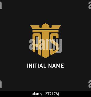 COMME logo initial avec des idées de conception de style bouclier et couronne Illustration de Vecteur