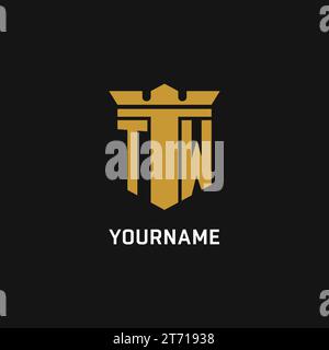 Logo initial TW avec des idées de design de style bouclier et couronne Illustration de Vecteur
