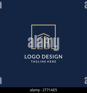 Logo EB lignes carrées initiales, graphique vectoriel de conception de logo immobilier moderne et de luxe Illustration de Vecteur