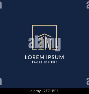 Initial DANS le logo de lignes carrées, graphique vectoriel de conception de logo immobilier moderne et de luxe Illustration de Vecteur