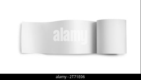 Rouleau de papier thermique pour réception isolé sur blanc, vue de dessus Banque D'Images