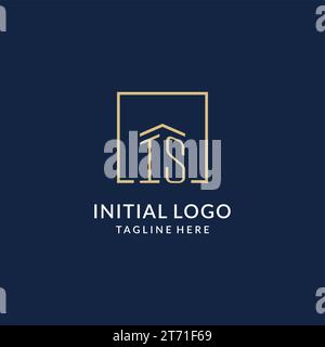 Initial EST le logo de lignes carrées, le graphique vectoriel de conception de logo immobilier moderne et de luxe Illustration de Vecteur