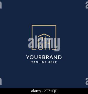Logo de lignes carrées GH initial, graphique vectoriel de conception de logo immobilier moderne et de luxe Illustration de Vecteur