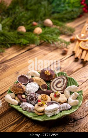 Différents types de biscuits de noël tchèques typiques Banque D'Images