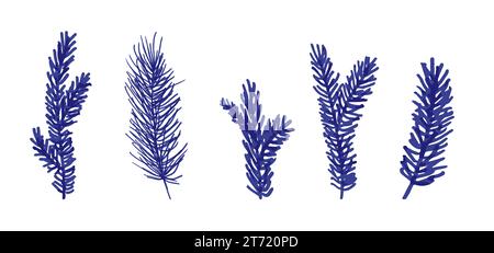 Sapin de Noël éléments floraux dessinés à la main Illustration de Vecteur