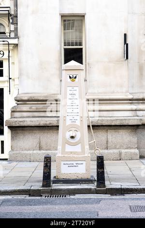 Cornhill Water Pump érigé en 1799, Square Mile, Londres, Angleterre Banque D'Images